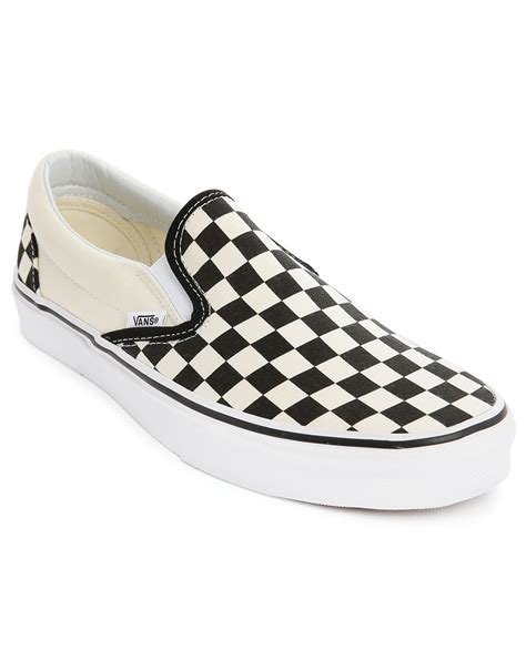 Vans Black And White Check Slip-ons in Black for Men | Lyst