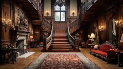 Premium Photo | Staircase old mansion interior