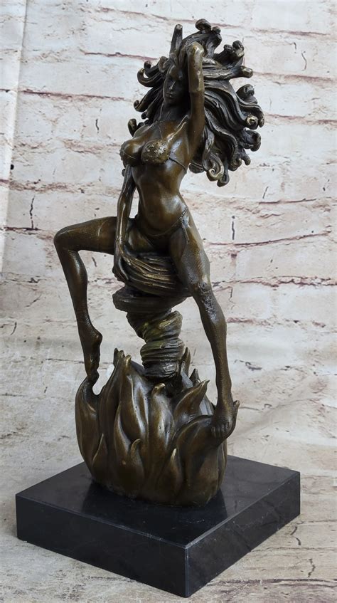 Bloomsbury Market Handmade Sexy Medusa Bronze Sculpture Marble Statue