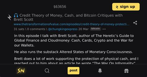 🎧 Credit Theory Of Money Cash And Bitcoin Critiques With Brett Scott