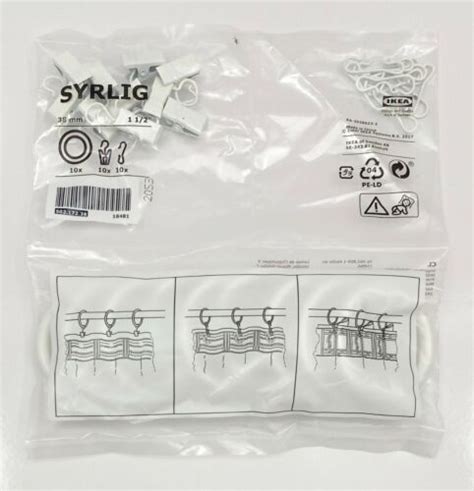 Pack Of 10 Ikea Syrlig Curtain Ring Wclip And Hook Curtain Hardware