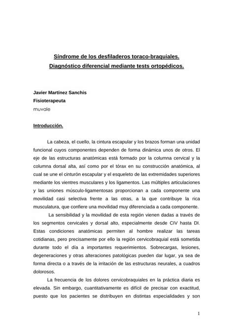 Pdf S Ndrome De Los Desfiladeros Toraco Braquiales Inerva Los