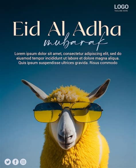 Premium Psd Psd Eid Mubarak Eid Al Adha Banner Or Poster With Sheep