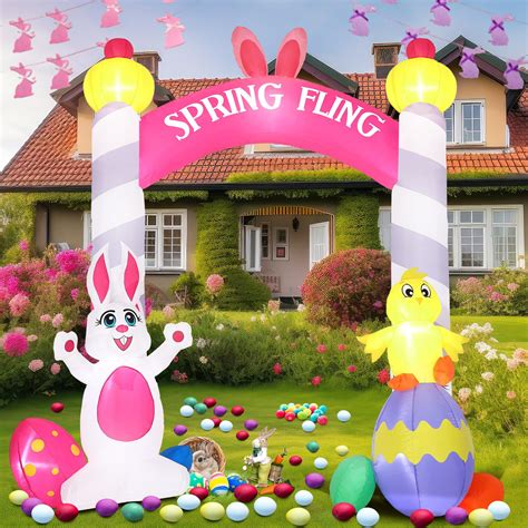 9 FT Easter Inflatables Archway Outdoor Decorations Spring Bunny With