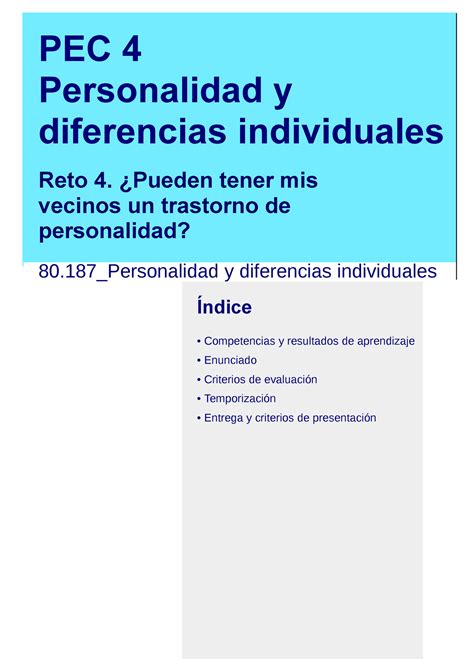 PEC4 2023 PEC 4 Enunciado PEC 4 Personalidad Y Diferencias