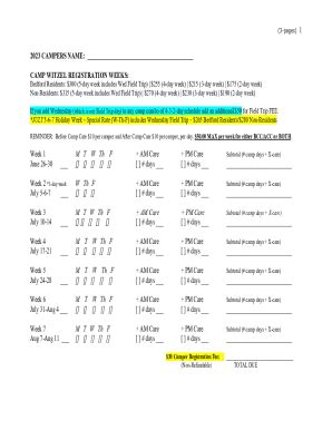 Fillable Online Camp Witzel Campers Registration Form Docx Fax