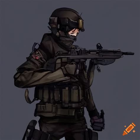 Anime Girl Wearing Tactical Gear On Craiyon