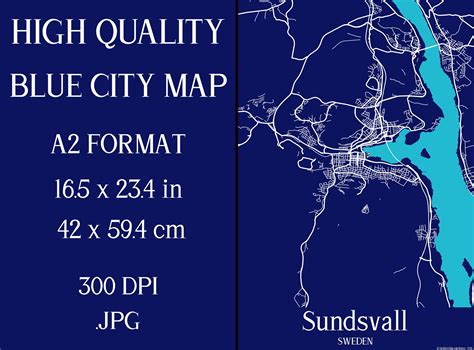 Sundsvall Sweden Blue City Map Graphic by Mappingz · Creative Fabrica