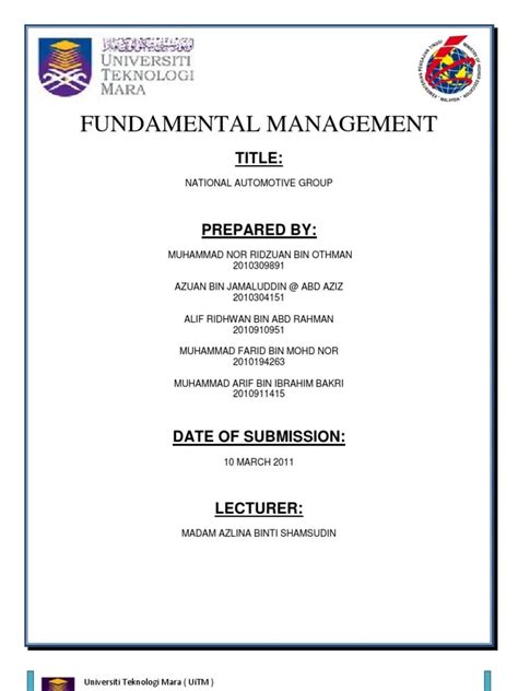 Uitm Cover Page Assignment Template Powerpoint Tutorial Design Title Page Slides 1 Of 3