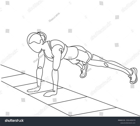 Ladder Plank Walk exercise Line Drawing isolated - Royalty Free Stock ...