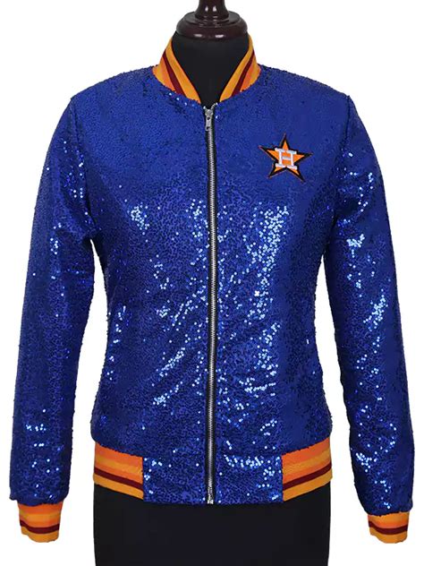 Houston Astros Sequin Jacket Blue Sparkle Gliter Jacket