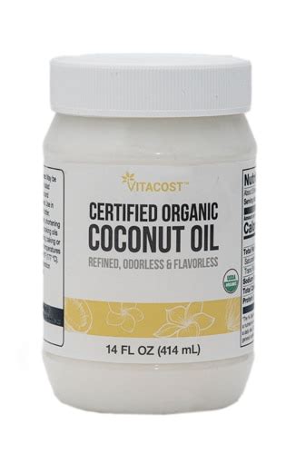 Vitacost Certified Organic Coconut Oil Refined Odorless Flavorless