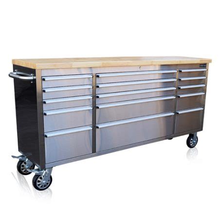 Stainless Steel Tool Chest Box Bench Wooden Worktop Us Pro Tools