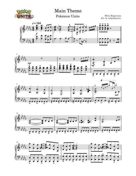 Main Theme Pokémon Unite Sheet Music For Piano Solo