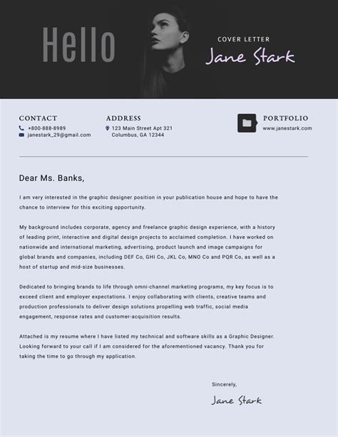 Graphic Designer Cover Letter Template Cover Letter For Resume Cover Letter Design Cover