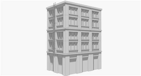 Edificio De Apartamentos 13 Low Poly Modelo 3D 9 3ds C4d Dae Dxf