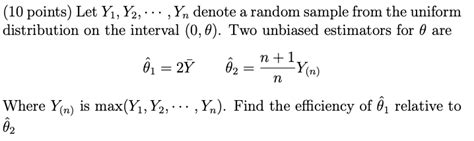 Solved 10 Points Let Y 1 Y 2 Cdots Y N Chegg