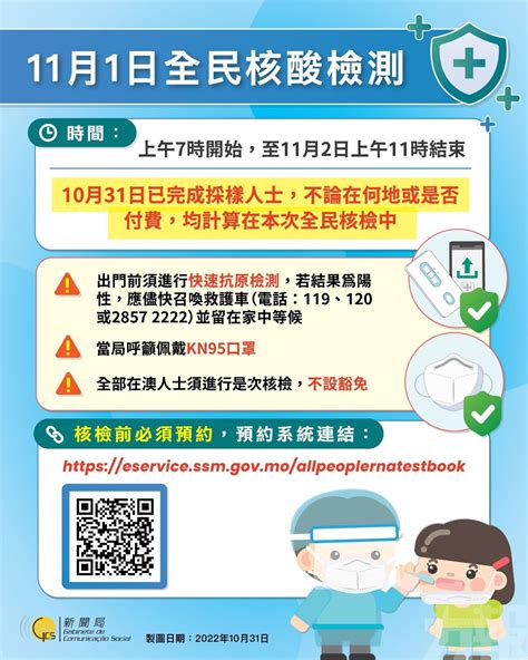 全民核檢至11月2日上午11時結束 部份常規核檢站今夜延至凌晨1時 澳門力報官網