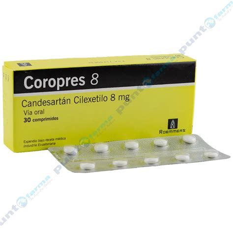 Coropres 8 Candesartán Cilexetilo 8mg Caja de 30 comprimidos Punto