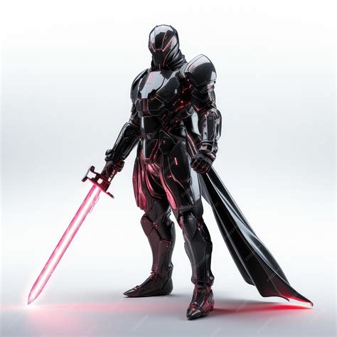 Premium Photo Illustration Cyber Knight Enforcer With Full Body Laser