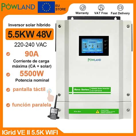 Inversor Solar híbrido MPPT de 5 5kw de salida 220V 48V entrada PV