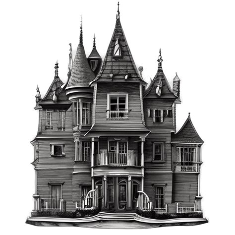 Haunted House Outline With Gargoyles Creative Fabrica