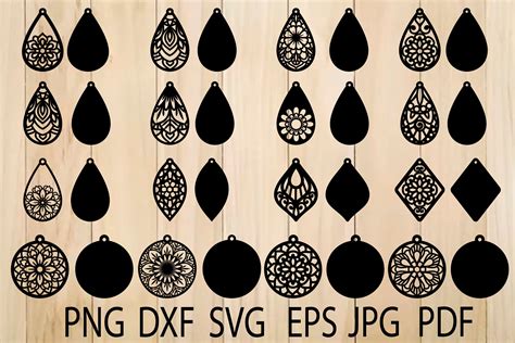 Earrings SVG Mandala Earring SVG Earrings Template Teardrop Etsy