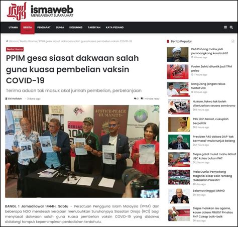 Ppim Gesa Siasat Dakwaan Salah Guna Kuasa Pembelian Vaksin Covid