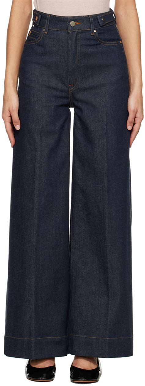 Indigo Wide Leg Jeans By Boss On Sale