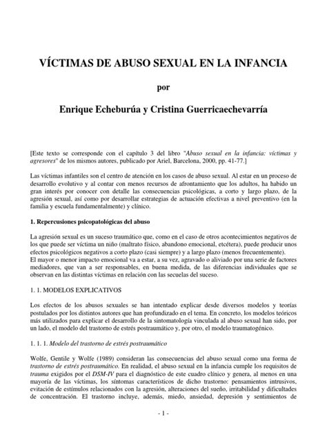 Victimas Del Abuso Sexual En La Infancia Pdf Trauma Psicólogico