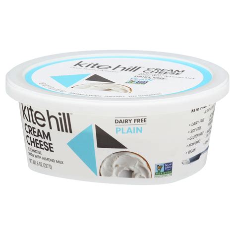 Kite Hill Cream Cheese Dairy Free Plain Front Right Elevated