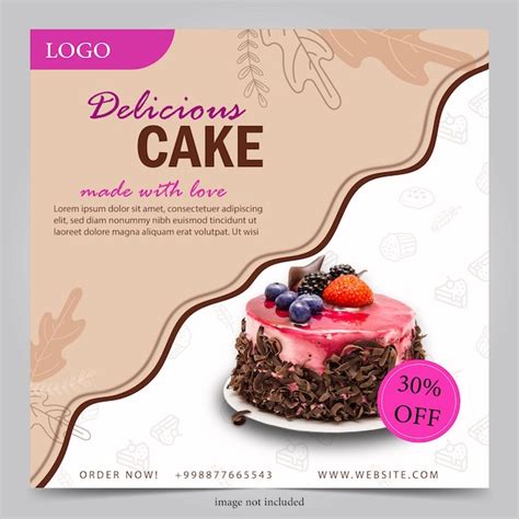 Premium Vector | Cake poster template flat design