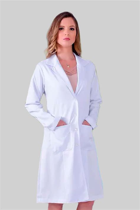 Jaleco Feminino Feminino B Sico Gabardine Luxo Branco