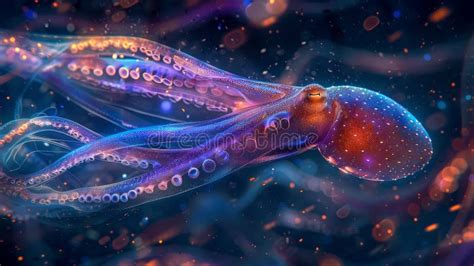 Enigmatic Giant Squid in Deep Sea Miki Asai Inspired Photorealistic Low ...