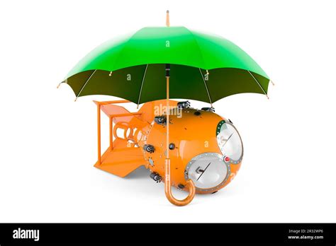 Atomic bomb, nuclear weapon under umbrella. 3D rendering isolated on white background Stock ...