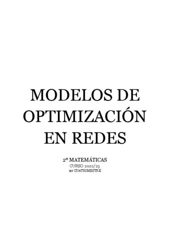 Apuntes de Modelos de Optimización en Redes