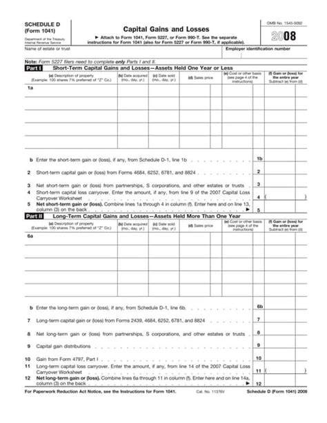 Form Schedule D Capital Gains And Losses Pdf Worksheets Library