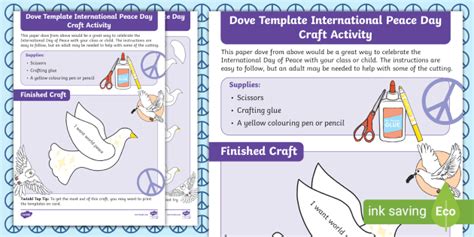 FREE! - Dove Template International Peace Day Craft Activity