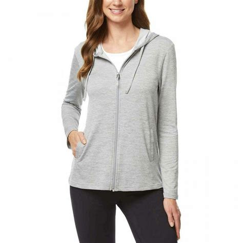 32 Degrees Cool Womens Ultra Soft Full Zip Hoodie Large Gray Heather