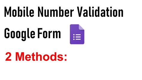 Mobile Number Validation In Google Form Google Form In Hindi Youtube