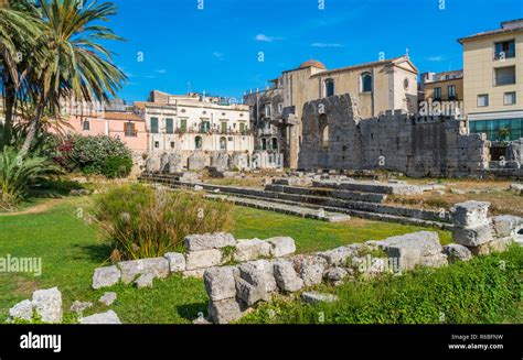 Temple Of Apollo In Siracusa Old Town Ortigia Sicily Southern Italy