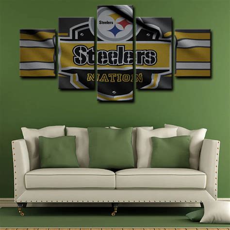nfl football sports team pittsburgh steelers logo  piece canvas wall