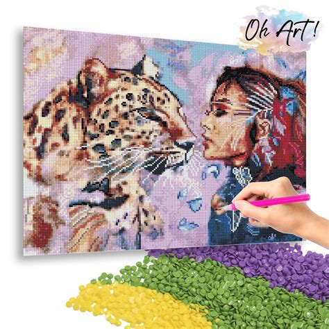 Haft Diamentowy Diamond Painting Mozaika 40X50 Cm Pani Z Leopardem