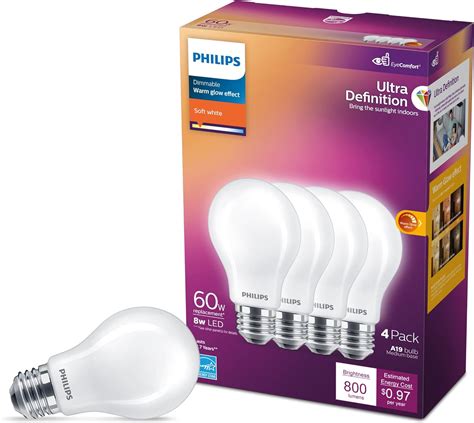 Philips Led Flicker Free Frosted Dimmable A Light Bulb Eyecomfort