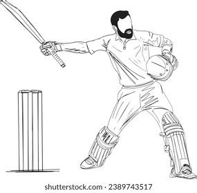 sketch drawing cricket legends century triumph stock vector royalty