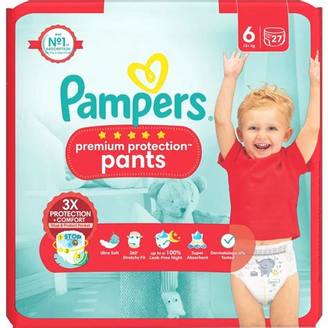 Byxblöjor Premium Protection Pants Strl 6 15 Kg 27 P Pampers Handla