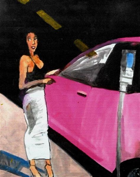 Street Walker Pink Car Watercolor By Harry Weisburd Absolutearts