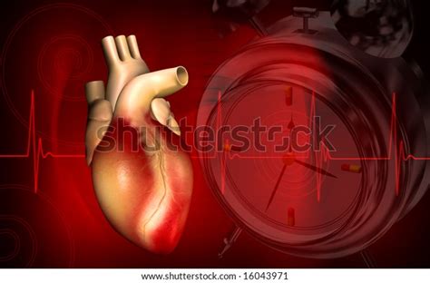 Digital Illustration Heart Eco Cardio Gram Stock Illustration