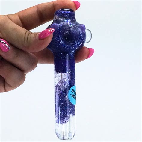 Purple Glitter Pipe ™ Lg American Made Glass Pipes