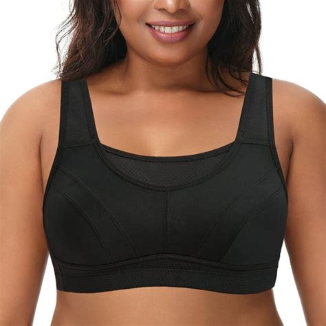 Deyllo Women S Sports Bras Plus Size High Impact Full Support Non Padded Wireless Workout